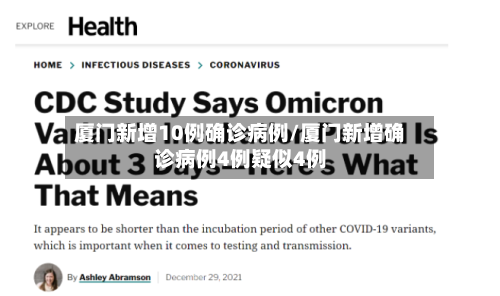 厦门新增10例确诊病例/厦门新增确诊病例4例疑似4例-第1张图片