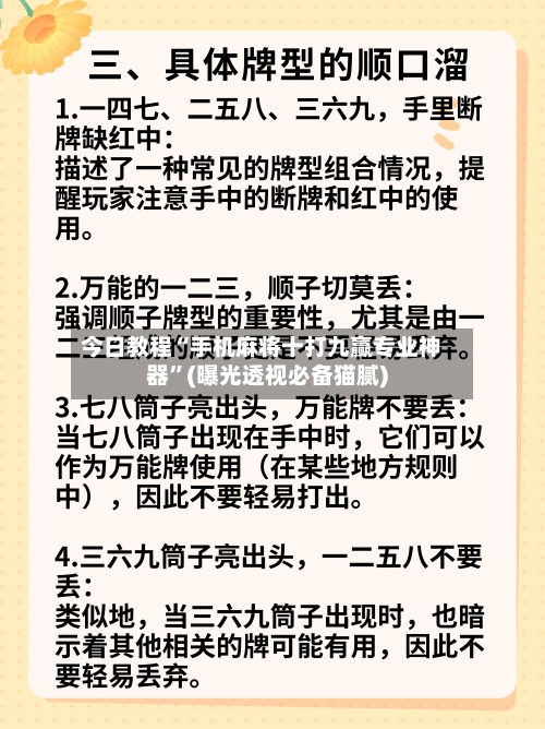 今日教程“手机麻将十打九赢专业神器”(曝光透视必备猫腻)-第1张图片