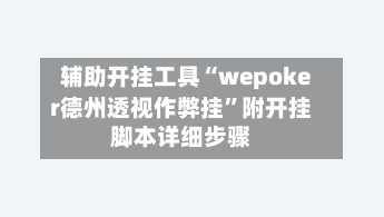 辅助开挂工具“wepoker德州透视作弊挂	”附开挂脚本详细步骤-第1张图片