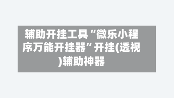 辅助开挂工具“微乐小程序万能开挂器”开挂(透视)辅助神器-第3张图片