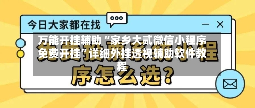 万能开挂辅助“家乡大贰微信小程序免费开挂”详细外挂透视辅助软件教程-第3张图片