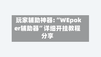 玩家辅助神器:“WEpoker辅助器”详细开挂教程分享-第1张图片