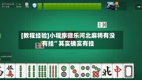 [教程经验]小程序微乐河北麻将有没有挂	”其实确实有挂-第1张图片