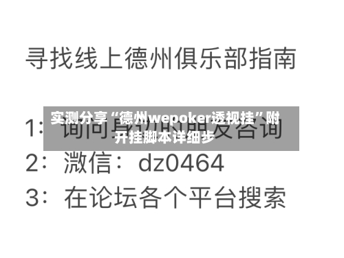 实测分享“德州wepoker透视挂	”附开挂脚本详细步-第2张图片