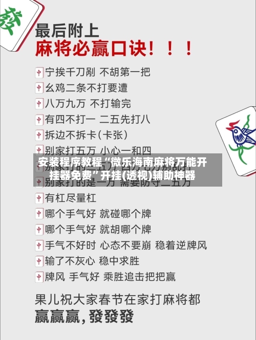 安装程序教程“微乐海南麻将万能开挂器免费”开挂(透视)辅助神器-第2张图片