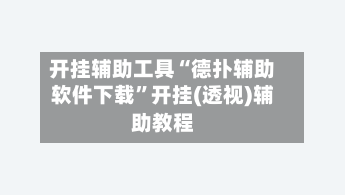 开挂辅助工具“德扑辅助软件下载”开挂(透视)辅助教程-第2张图片