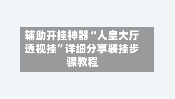 辅助开挂神器“人皇大厅透视挂	”详细分享装挂步骤教程-第1张图片