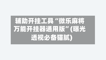 辅助开挂工具“微乐麻将万能开挂器通用版”(曝光透视必备猫腻)-第1张图片