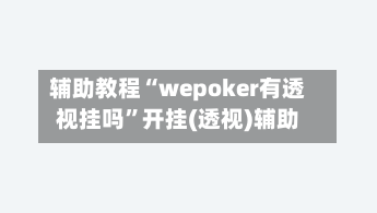 辅助教程“wepoker有透视挂吗	”开挂(透视)辅助-第2张图片
