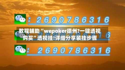 教程辅助“wepoker德州?一键透视购买”透视挂!详细分享装挂步骤-第3张图片
