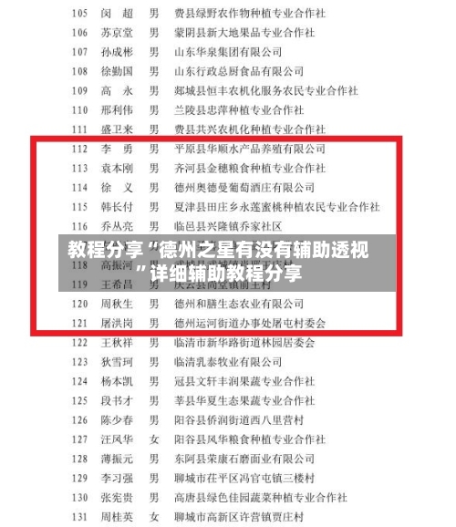 教程分享“德州之星有没有辅助透视”详细辅助教程分享-第1张图片