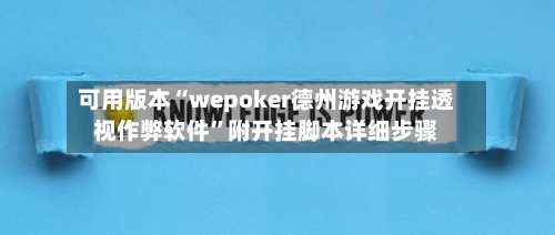 可用版本“wepoker德州游戏开挂透视作弊软件	”附开挂脚本详细步骤-第2张图片