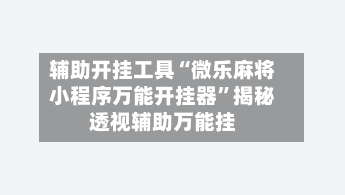 辅助开挂工具“微乐麻将小程序万能开挂器	”揭秘透视辅助万能挂-第3张图片