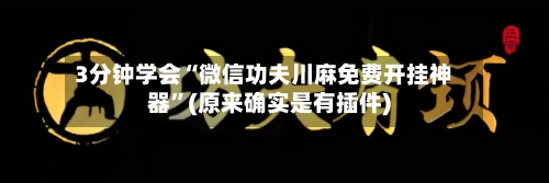 3分钟学会“微信功夫川麻免费开挂神器”(原来确实是有插件)-第3张图片